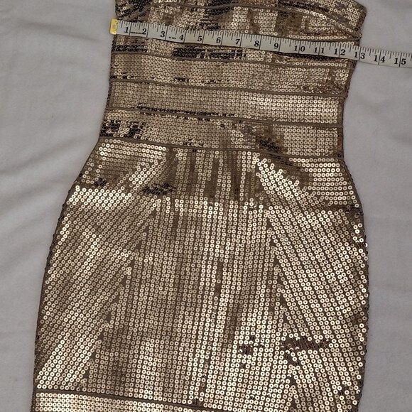 Rachael G Strapless Gold Beaded Dress, Size S - Picture 11 of 16